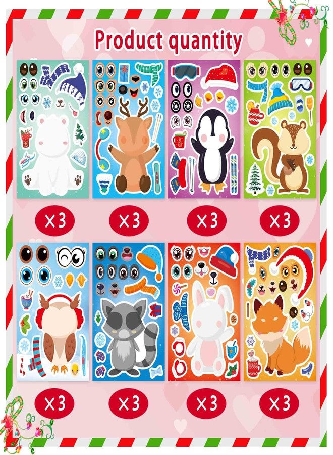 DUJAA 24 Sheets Winter Stickers for Kids Toddlers, Make-a-face Stickers Make Your Own Winter Animal Stickers, Winter Holiday Gifts Christmas Party Decorations Supplies - Image 4